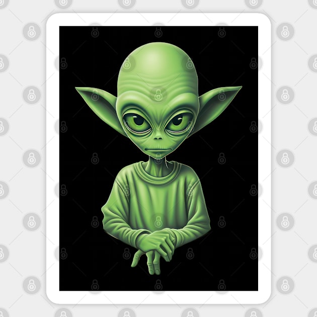 Green Alien Magnet by TooplesArt